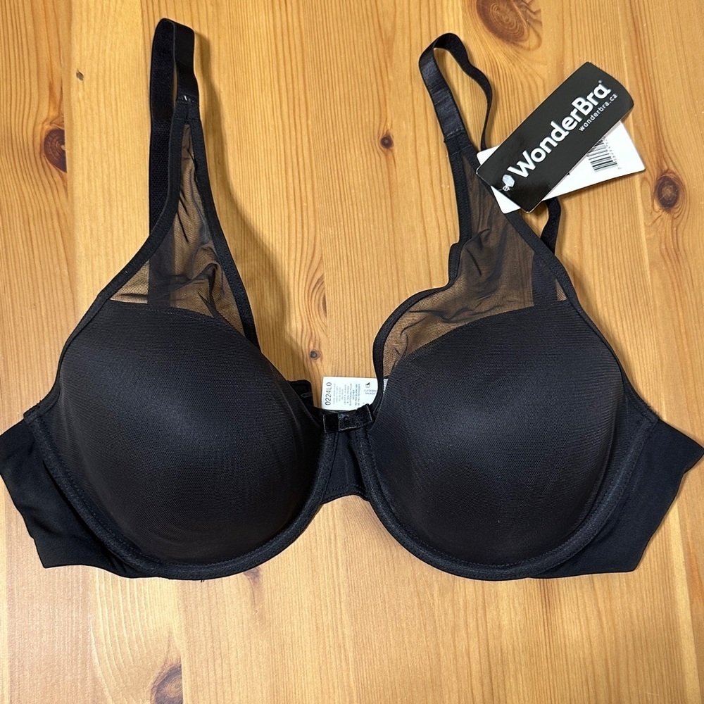 WonderBra Convertible Underwire Bra Black Mesh T-Shirt Bra Size 36C NWT